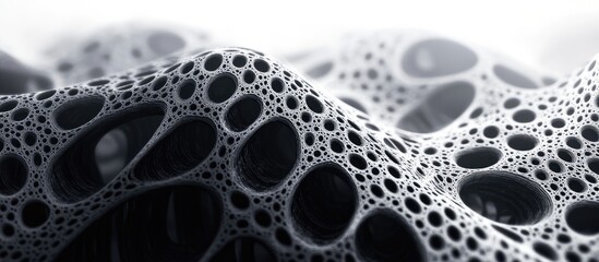 Poster - 3D fractal texture featuring interwoven layers with a monochrome design and ample negative space for customizable text elements