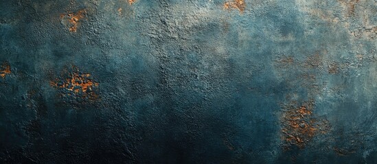 Poster - Abstract dark textured background featuring rusted wall with blue and gray tones panoramic view featuring empty space for text and graphics
