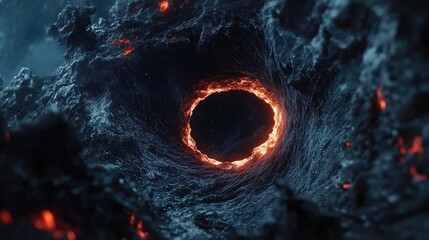 Poster - 3D Black Hole with Glowing Vortex in High Definition Space Visualization