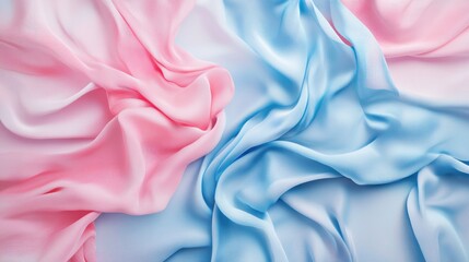 Poster - 3D silky blue and pink fabric texture for creative digital backgrounds and abstract design concepts