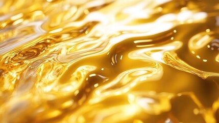 Fototapete - 3D vibrant abstract liquid surface with dynamic flowing textures and rich golden hues creating a luxurious and captivating background scene