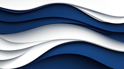 Poster - Modern 3D abstract background featuring layered dark blue and white waves for stylish design and branding applications