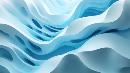 Poster - 3D abstract background showcasing gentle blue and white curves creating fluid wave patterns for a modern aesthetic design concept