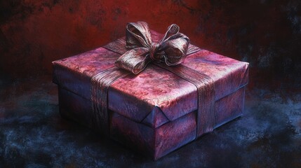 Poster - Elegant gift box with luxurious bow against a dramatic background inspiring feelings of celebration and anticipation for special occasions
