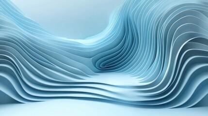 Poster - Abstract 3D blue background with flowing curved lines creating a serene and modern atmosphere for design and visual projects