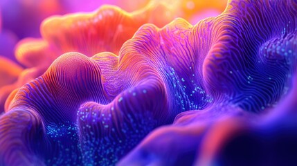 Poster - Vibrant Abstract Coral Reef Texture with Colorful Marine Life Elements and Fluid Dynamics