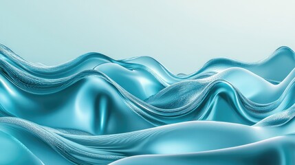 Fototapete - 3D blue aqua liquid wave texture background with flowing particles and refreshing graphics for modern design projects and presentations