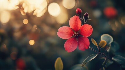 Aufkleber - Beautiful blooming flower with soft bokeh background showcasing vibrant colors in nature's serene ambiance during golden hour.