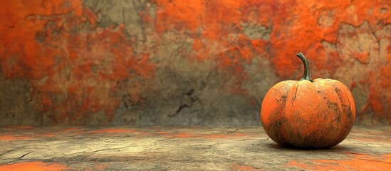 Poster - 3D Halloween Pumpkin Texture Background with Vibrant Orange Hues and Empty Space for Creative Text Overlay