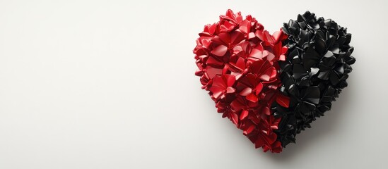 Poster - 3D heart design in red and black colors on white background with ample space for text or promotional messages