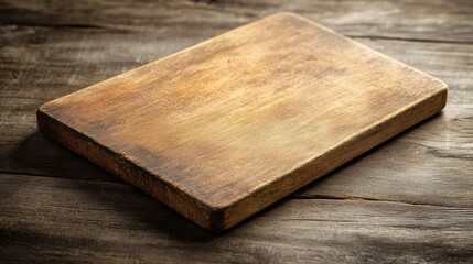Aufkleber - A vintage wooden writing pad on a rustic wooden table for creative and artistic background designs