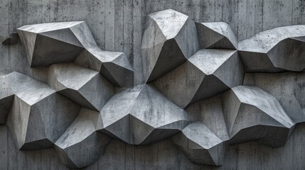 Poster - Geometric Patterns in Textured Concrete Wall Artistry for Modern Architectural Design