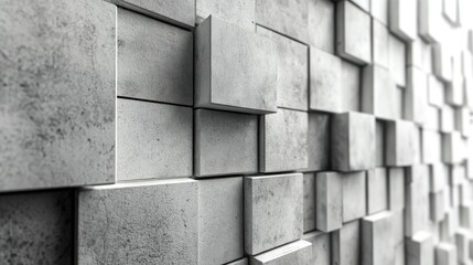 Poster - 3D Rendered Textured Stone Wall with Geometric Blocks in Modern Design for Architectural and Interior Applications
