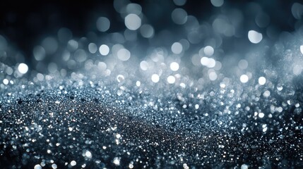 Poster - Bokeh Silver and White Sparkling Lights Festive Background with Textured Defocused Glitter for Winter Cards or Invitations