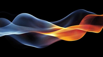 Fototapete - Abstract colorful wave lines on a black background creating a dynamic motion effect for creative design and digital art projects