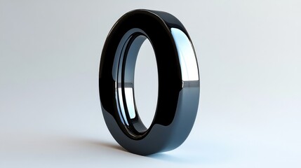 Poster - 3D Rendered Black and Chrome Number Zero on Clean White Background for Modern Design and Graphic Use