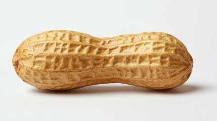 Poster - Ripe whole peanut with textured shell isolated on clean white background perfect for food and kitchen related design projects