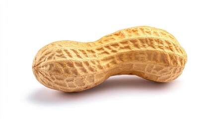Poster - Ripe peanut with textured shell isolated against a clean white background ideal for food or ingredient related compositions