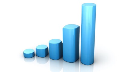 Poster - 3D Blue Bar Graph Representing Economic Growth Trends and Data Analysis