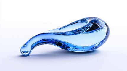 Poster - 3D Rendered Blue Water Drop Design Isolated on Clean White Background for Creative Projects and Illustrations