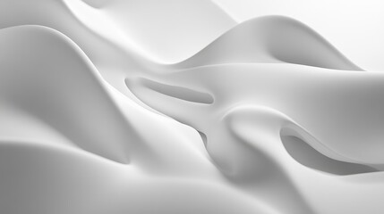 Poster - Abstract flowing white waves design with smooth curves and soft shadows for backgrounds and digital presentations.