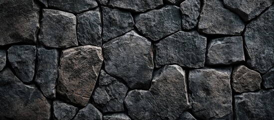 Poster - dark grey stone wall texture with rough surfaces and empty space for text ideal for backgrounds and 