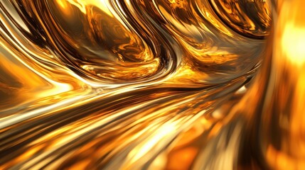 Fototapete - Gold Abstract 3D Background Design Ideal for Banner or Card Layout Featuring Elegant Fluid Motion and Space for Custom Text