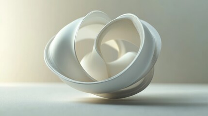 Fototapete - 3D Abstract Curved Shapes Intertwined with Soft Blurred Background for Modern Design Concepts