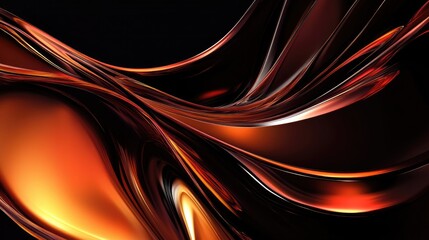 Poster - Elegant 3D Abstract Fluid Background Design with Warm Tones for Banner or Card Including Space for Custom Text Display