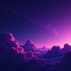 Wall Mural - Dark nebula clouds glow softly in the purple evening sky, galaxy, stars