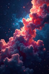 Wall Mural - Cosmic dust cloud with stars and galaxies in the background, atmospheric, distant