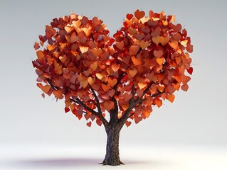 Vibrant Heart Shaped Tree in Autumn Foliage   Romantic 3D Render for Valentine s Day