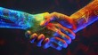 © KaiTong - Futuristic digital handshake with kinetic energy and connection motifs symbolizing an innovative technological partnership business successful strategic alliance