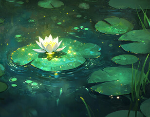 Canvas Print - Glowing Lotus Pond