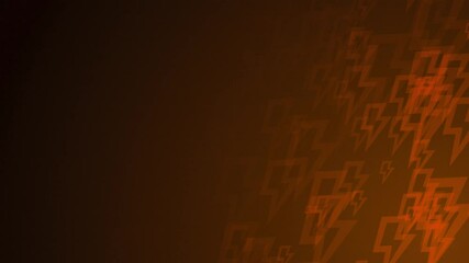 Poster - Orange thunder shapes are moving from the bottom right of a gradient grid abstract background, horizontal composition. Powerful motion graphic. Loop animation footage for graphic design.