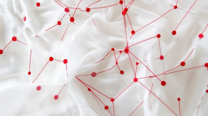 Poster - A digital network pattern embedded in fabric, representing AI-enhanced smart textiles, with space for copy.