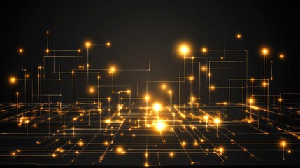 Poster - A futuristic circuit board design with nanoscale glowing components, symbolizing advanced technology, with open space for copy.