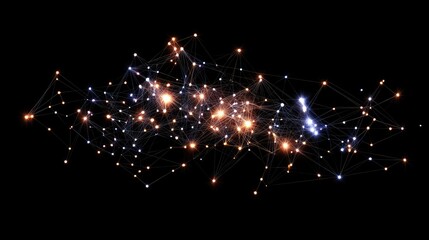 Poster - A futuristic digital chart with glowing lines representing AI-driven small business science, displayed on a clean background with copy space.