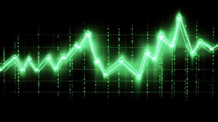 Poster - A futuristic digital chart with glowing lines representing AI-driven small business science, displayed on a clean background with copy space.