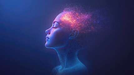 Poster - A glowing digital representation of moral AI algorithms and decision-making processes, with data streams and ample space for copy.