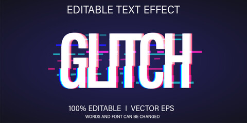 Poster - glitch vector text effect with modern style design