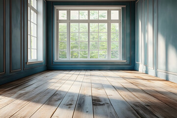 Wall Mural - a 3d-rendered empty vintage room serves as background in stock photo