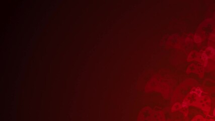Poster - Red game controller shapes are moving from the bottom right of a gradient grid abstract background, horizontal composition. Gaming motion graphic. Loop animation footage for graphic design.