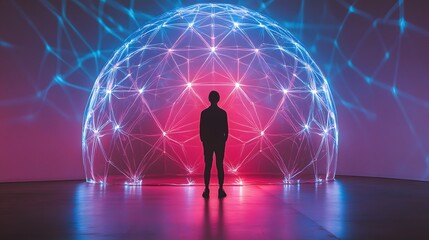 Poster - illuminated digital art experience modern gallery interactive installation futuristic environment in