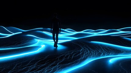 Poster - Exploring neon waves digital landscape cinematic art futuristic environment surreal viewpoint conceptual journey