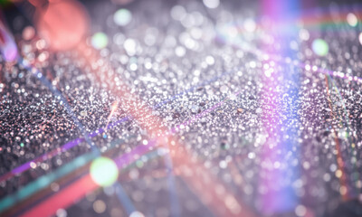 Poster - Shimmering prism light creates vibrant, colorful background with sparkling reflections and soft bokeh effects, evoking sense of wonder and creativity