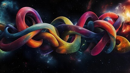 Poster - Colorful abstract spiral art cosmic space digital artwork vibrant environment wide view visual concept