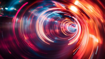 Poster - Dynamic light trails in urban nightscape abstract photography vibrant colors motion blur perspective