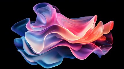 Poster - Dynamic abstract waves in vibrant colors digital art contemporary style black background creative perspective