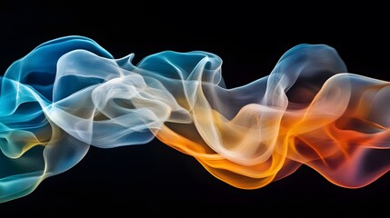 Poster - Flowing colorful smoke patterns abstract art digital imagery dark background aesthetic view visual concept